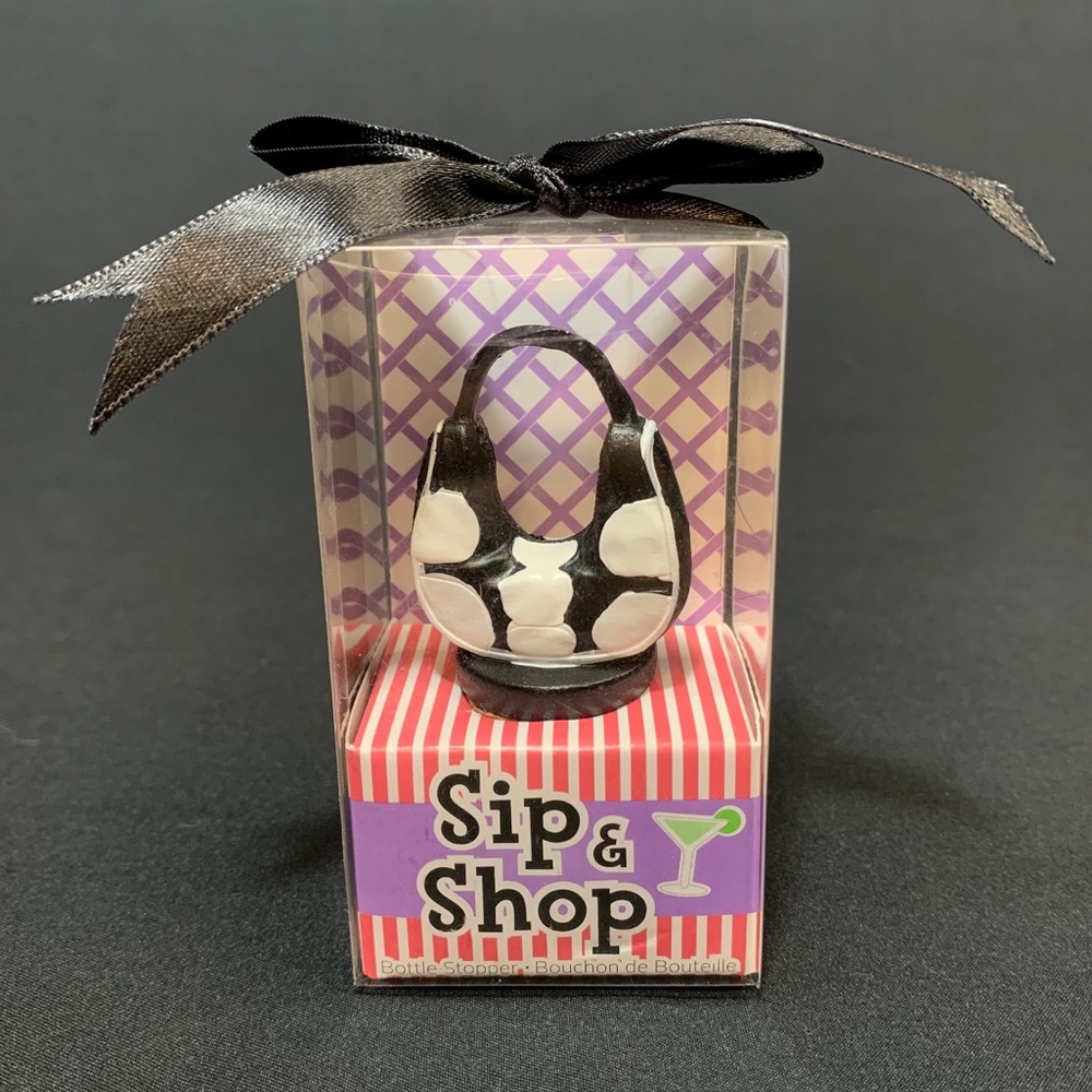Wine Cork Stopper Black & White Hand Bag - Picture 2 of 3